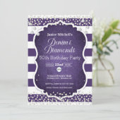 Paarse Denim en Diamonds Verjaardagsuitnodiging Kaart (Staand voorkant)