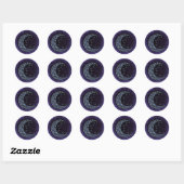 Paarse Denim Moon Ronde Sticker (Vel)