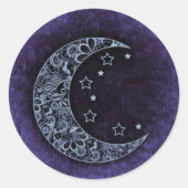 Paarse Denim Moon Ronde Sticker (Voorkant)