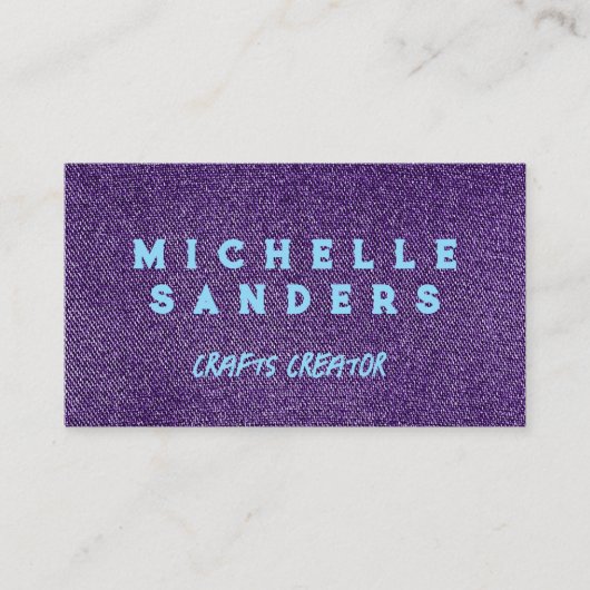 Paarse denim stof | Kleermaker naaister Visitekaartje (Voorkant)