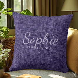 Paarse Denim Textuur | Persoonlijke Rustieke Thuis Kussen