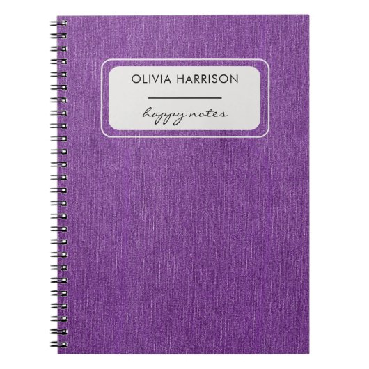 Paarse denim textuur stof print notitieboek (Voorkant)