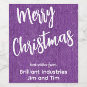 Paarse denim witte script, bedrijfsnaam set van 6 wijn etiket (Enkel label)