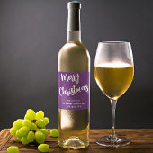 Paarse denim witte script, bedrijfsnaam set van 6 wijn etiket