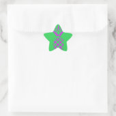 Paarse dennenappel in het groen. ster sticker (Tas)