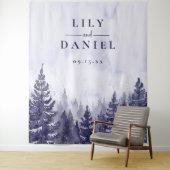 Paarse dennenboom bos bruiloft foto achtergrond wandkleed (In situ)