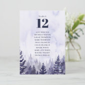 Paarse dennenboom bos tafel nummer zithoek kaart (Staand voorkant)