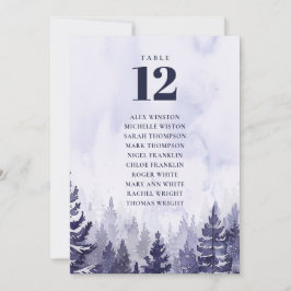 Paarse dennenboom bos tafel nummer zithoek kaart