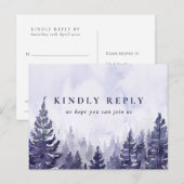 Paarse dennenbos lied verzoek RSVP Briefkaart (Voorkant / Achterkant)