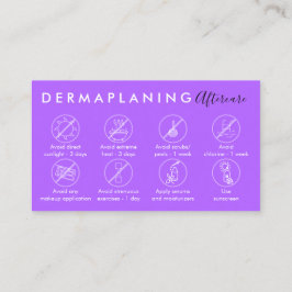Paarse Dermaplaning Nazorg Post Instructies Visitekaartje