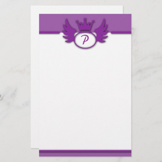 Paarse designmonogram briefpapier (Voorkant / Achterkant)