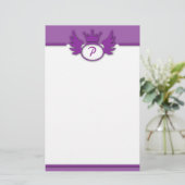 Paarse designmonogram briefpapier (Staand voorkant)