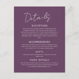 Paarse Details Grote Wedding Enclosure Kaart