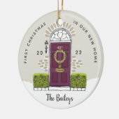 Paarse deur Eerste Kerstmis in ons nieuwe huis Keramisch Ornament (Links)