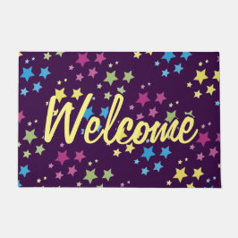 Paarse deurmat met sterpatroon