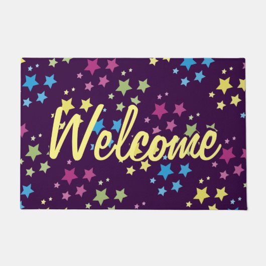 Paarse deurmat met sterpatroon (Voorkant)