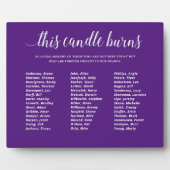 Paarse deze kaars brandt klassenreünie ter nagedac fotoplaat (Voorkant)