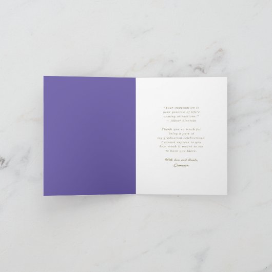 Paarse diagonale strepen Foto modern Afstuderen Bedankkaart (Binnen)