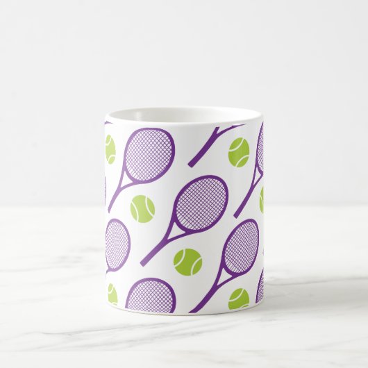 Paarse diagonale tennisrackets koffiemok (Center)