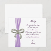 Paarse Diamant Boog Trouw Bruidsmeisje Van Eer Car Kaart (Voorkant / Achterkant)