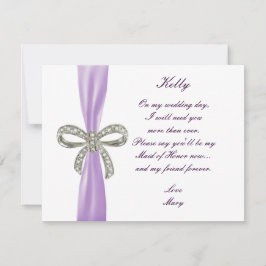 Paarse Diamant Boog Trouwmeisje Van Eer Card Kaart
