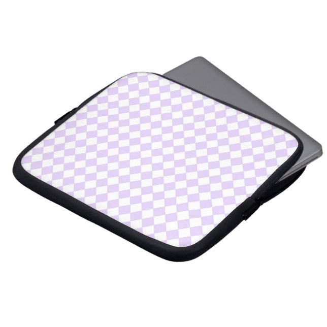 Paarse diamant geruite patroon laptop sleeve (Voorkant top)