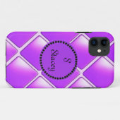 Paarse diamant met monogram Case-Mate iPhone case (Achterkant (horizontaal))