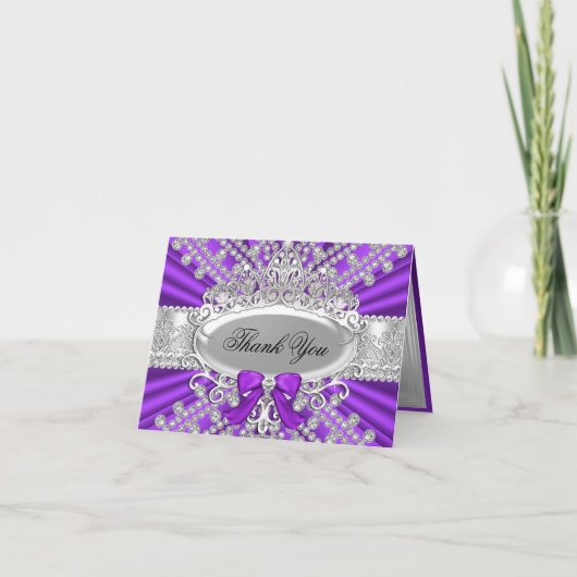 Paarse Diamant & Tiara Bedankkaart (Voorkant)