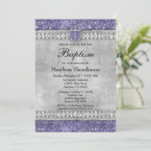 Paarse diamanten baptisme Invitation Communbling Kaart (Staand voorkant)