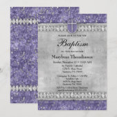 Paarse diamanten baptisme Invitation Communbling Kaart (Voorkant / Achterkant)
