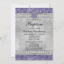 Paarse diamanten baptisme Invitation Communbling