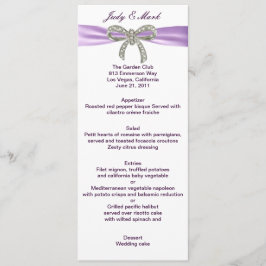 Paarse Diamanten Boog Bruiloft Menu Kaart