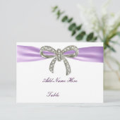 Paarse Diamanten Boog Bruiloft Tafel Plaatskaart (Staand voorkant)