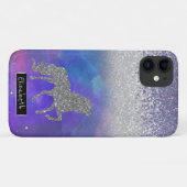 Paarse Diamanten, Glitter Eenhoorn Case-Mate iPhone Case (Achterkant (horizontaal))