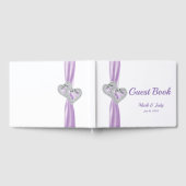 Paarse diamanten harten bruiloft gastenboek (Volledig)