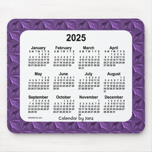 paarse diamanten kalender 2025 van de Janz-Muismat Muismat (Voorkant)