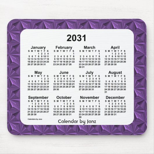 paarse diamanten kalender 2031 van Janz Muismat (Voorkant)