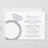 Paarse Diamanten Ring Glitter Bruiloft Vrijgezelle Kaart (Voorkant)