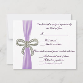 Paarse Diamond Bow-reiskaart RSVP Kaartje