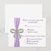 Paarse Diamond Bow-reiskaart RSVP Kaartje (Voorkant / Achterkant)