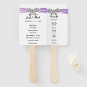 Paarse Diamond Bow Trouwprogramma Handwaaier (Voorkant en achterkant)