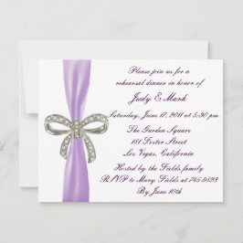 Paarse Diamond Bow Wedding Rehearsal Dinner Invite Kaart