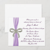 Paarse Diamond Bow Wedding Rehearsal Dinner Invite Kaart (Voorkant / Achterkant)