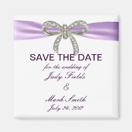 Paarse Diamond Bow Wedding Save the Date Magnet