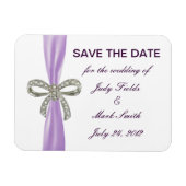 Paarse Diamond Bow Wedding Save the Date Magnet Magneet (Horizontaal)