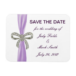 Paarse Diamond Bow Wedding Save the Date Magnet Magneet