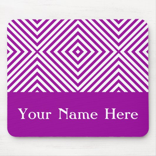 Paarse Diamond Chevron met eigen naam Muismat (Voorkant)