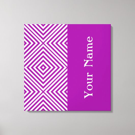 Paarse Diamond Chevron met naam @ Emporiomoffa Canvas Afdruk (Voorkant)