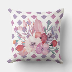 Paarse Diamond Floral omkeerbaar Pillow Kussen