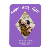 Paarse Diamond Foto Bruiloft Save the Date Magneet (Verticaal)